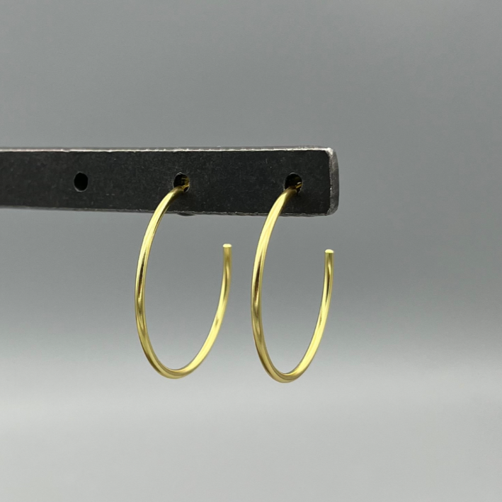 HG179 | Gold Vermeil Thin Post Hoop Earrings (30mm)