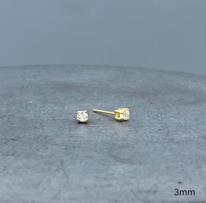 CZRDG 3 | Gold Filled Round CZ Stud Earrings
