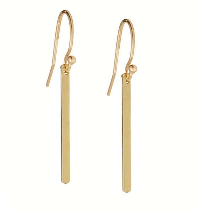 D051H | Gold Vermeil Sleek Bar Drop Earrings