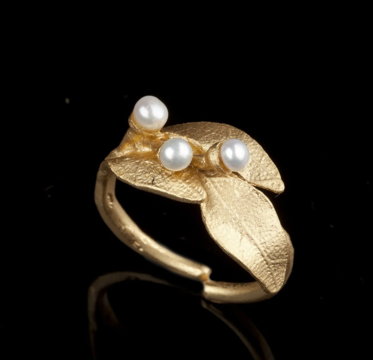 Michael Michoud - Inspired by Nature - Bay Laurel Ring with Pearl