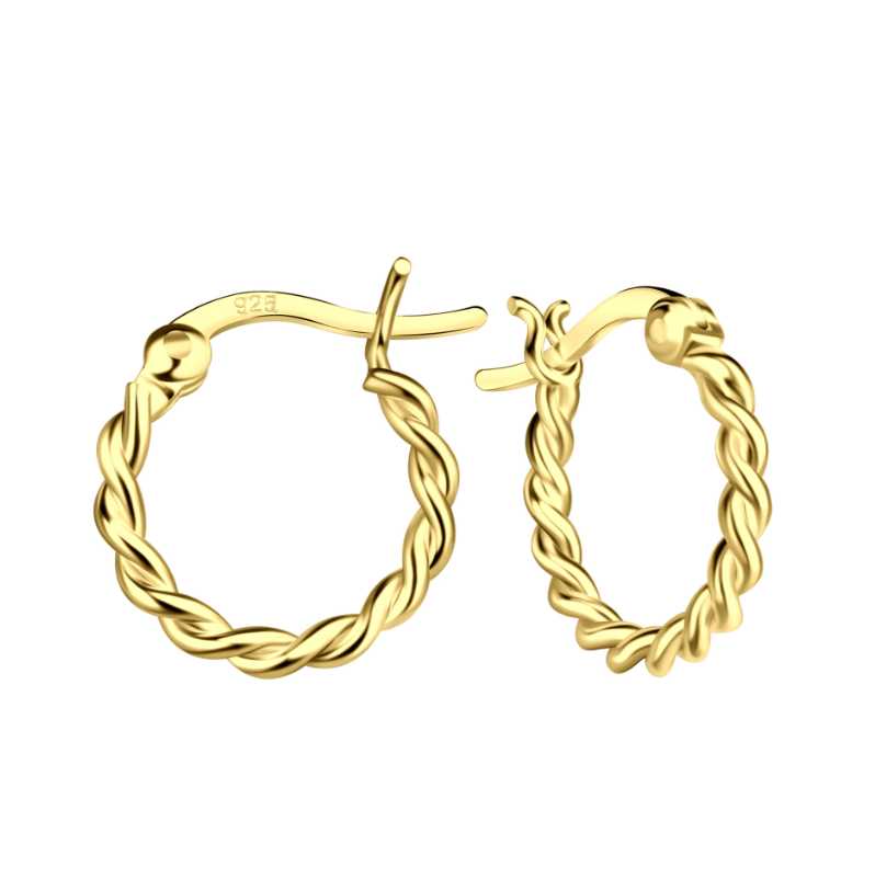 HG436 | Gold Vermeil Twisted French Look Hoop Earrings (13mm)
