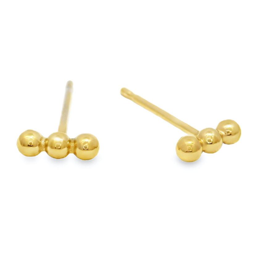 STG462 | Gold Filled Mini Triple Dot Bar Stud Earrings