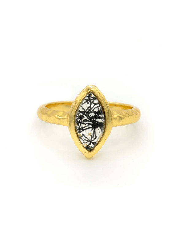 Almond Black Rutile Ring (sz 7)