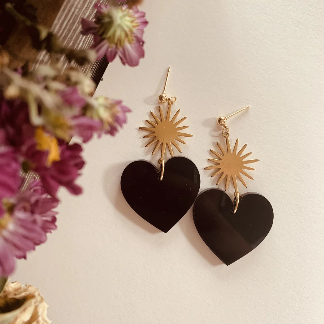Black Heart Earrings