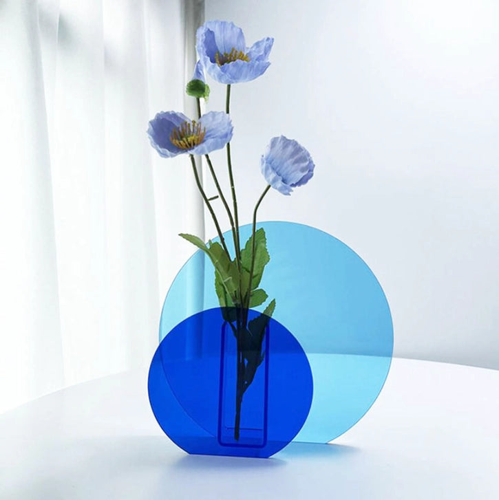 Blue Circles Acrylic Vase