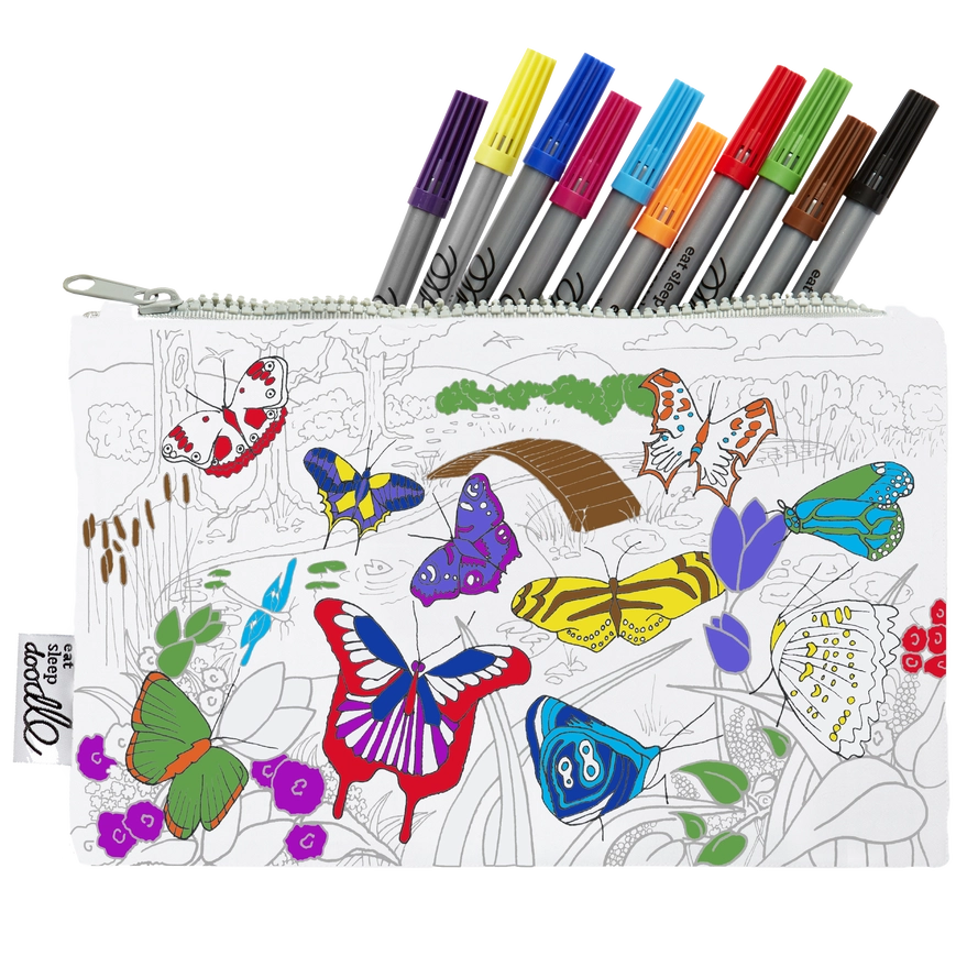 Eat Sleep Doodle Butterfly Pencil Case