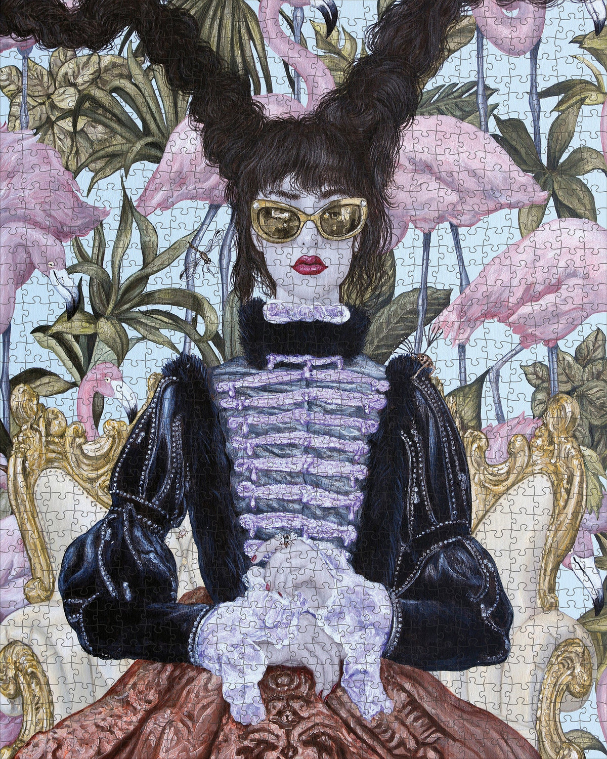 Carlos Gamez De Francisco: Girl with Pink Flamingos 1000-Piece Puzzle