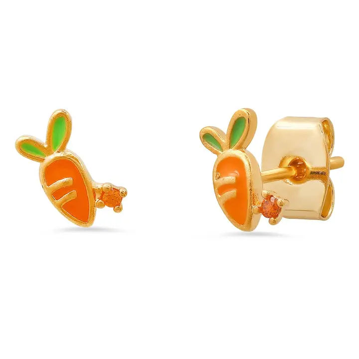 Enamel Carrot Stud Earrings
