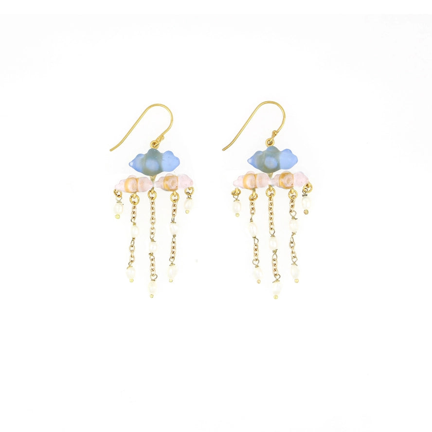 Cloud Statement Earrings w/Pearls
