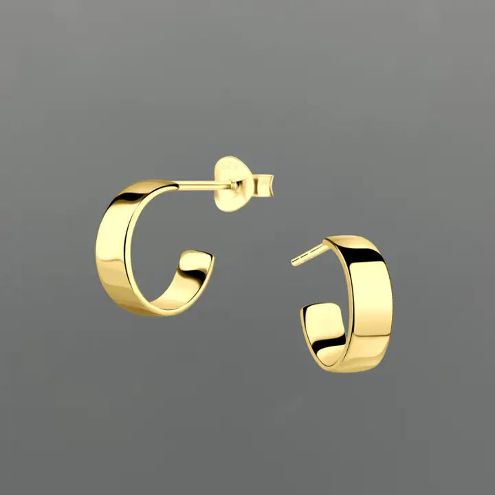 HG271 | Gold Vermeil Flat Wide Post Huggie Earrings