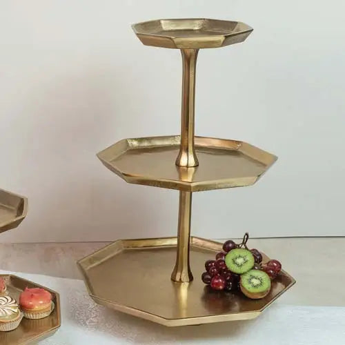 Gilded 3-Tier Octagon Stand