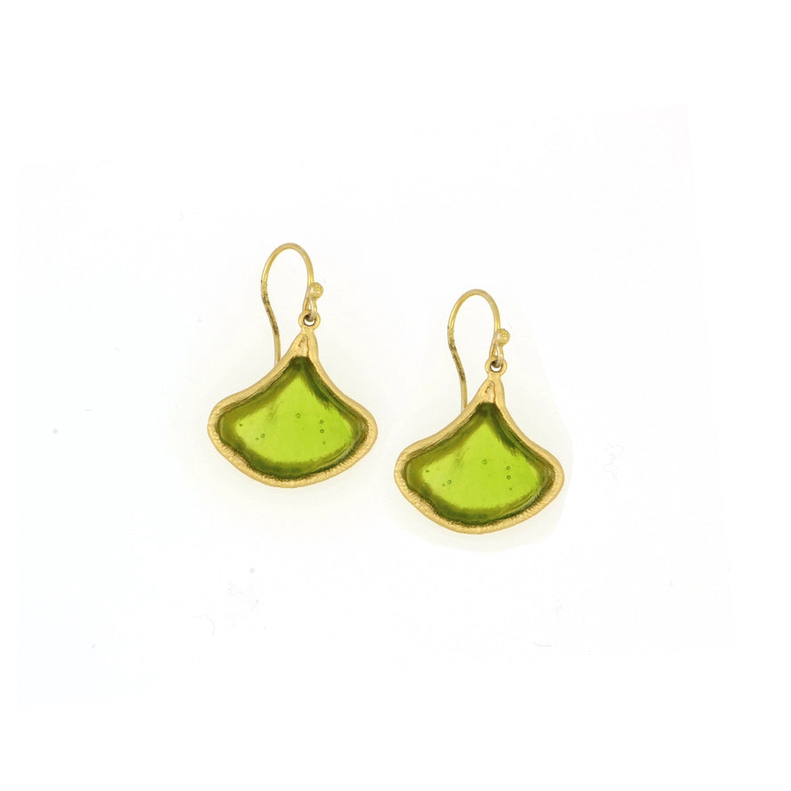 Ginkgo Leaf Wire Earrings Green