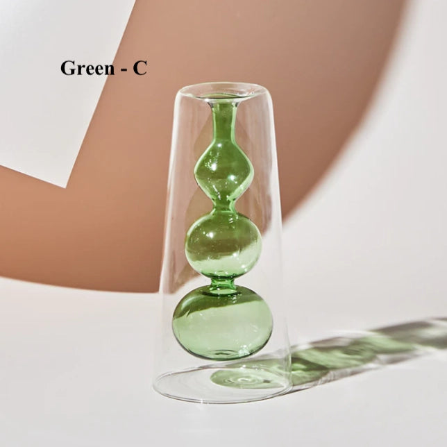 Nordic Hydroponic Glass Vase - Green C