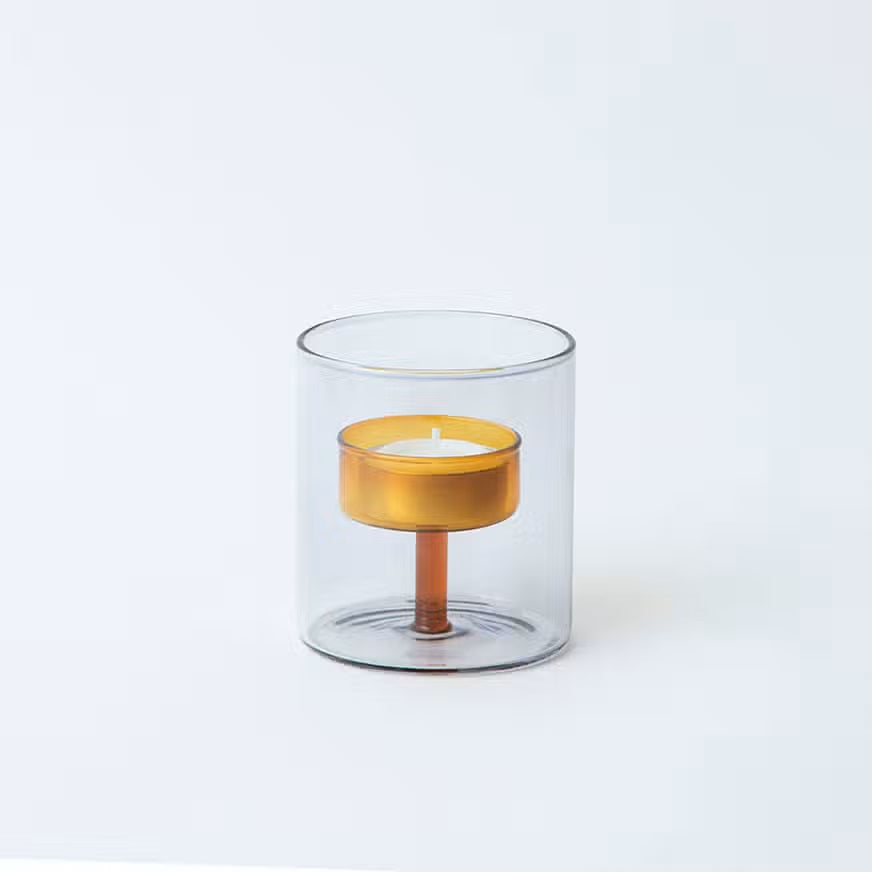 Duo Tone Glass Tea-light Candle Holder