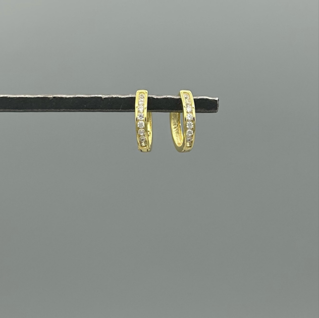 HBE133 | Gold Vermeil Thin CZ Channel Huggie Earrings