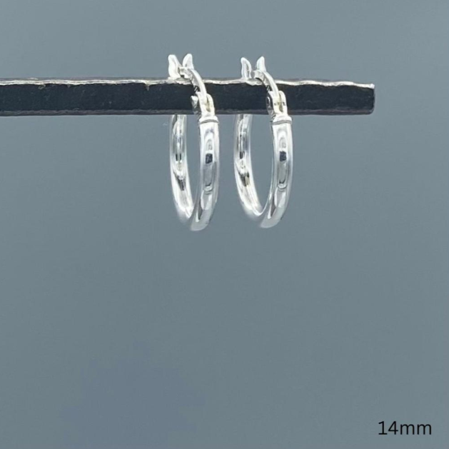 HF2SS 14 | Silver French Lock Hoop Earrings
