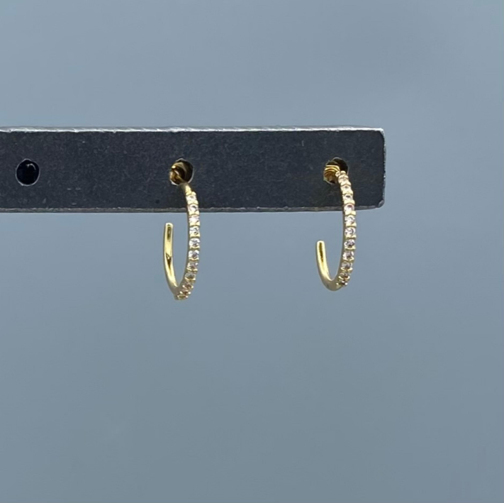 HG246 | Gold Filled Thin Pave Post Hoop Earrings