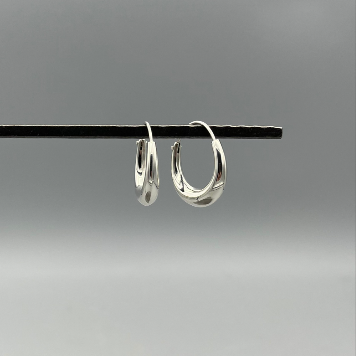 HS156 | Silver Tapered Bubble Hoop Earrings