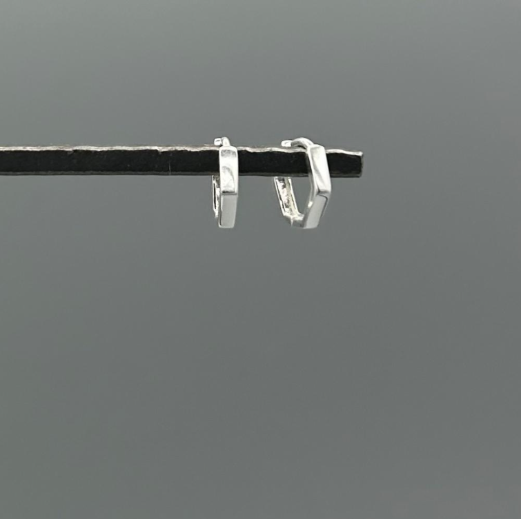 Mini Silver Geometric Clicker Huggie Earrings