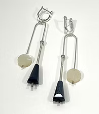 E035 Navy Sparkle & Mother of Pearl Earrings