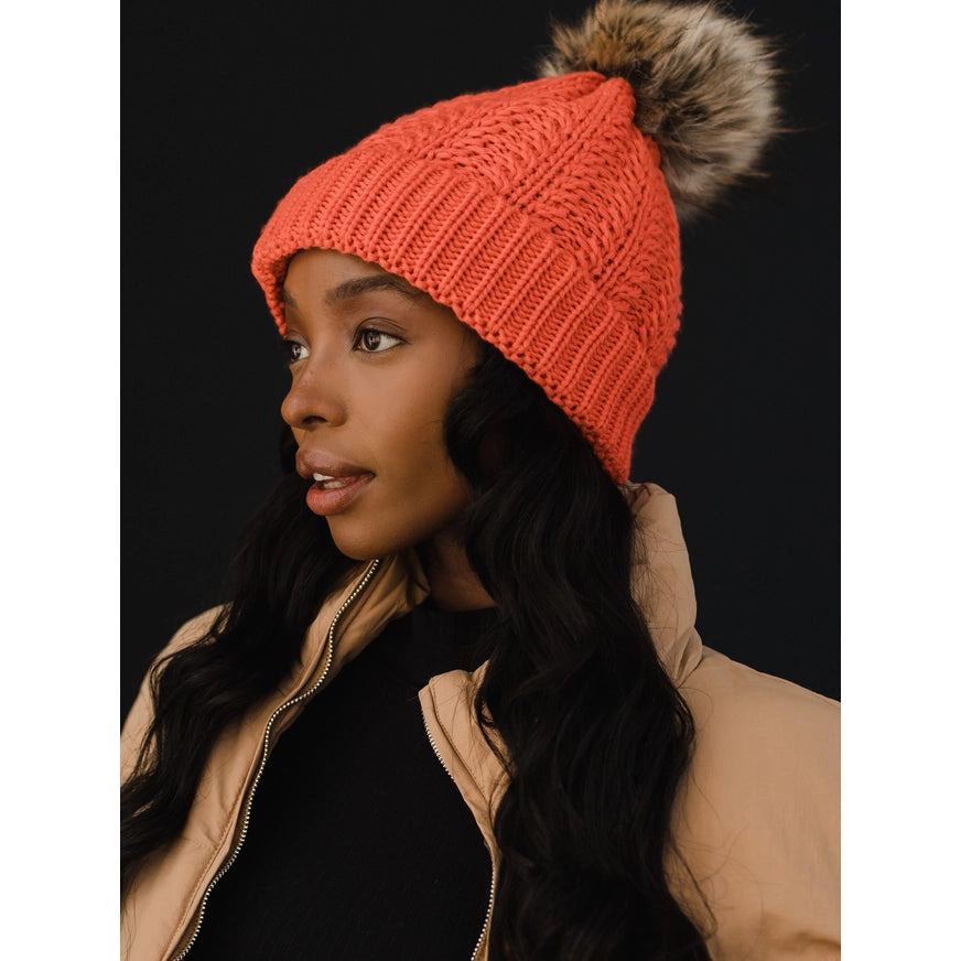 Cable Knit Pom Hat