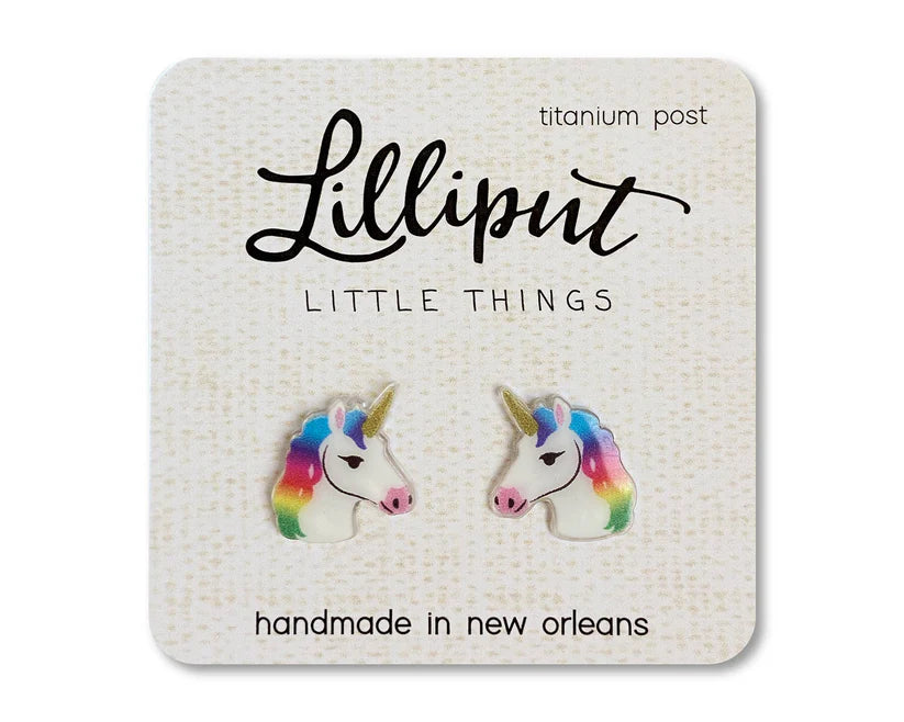 Rainbow Unicorn Earrings - White