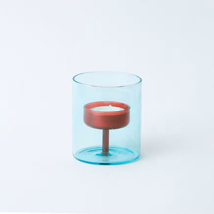 Duo Tone Glass Tea-light Candle Holder