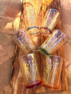 Colored Bottom Reed Tea Glass (223)