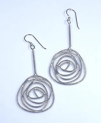 Silver Rosette Drop Earrings