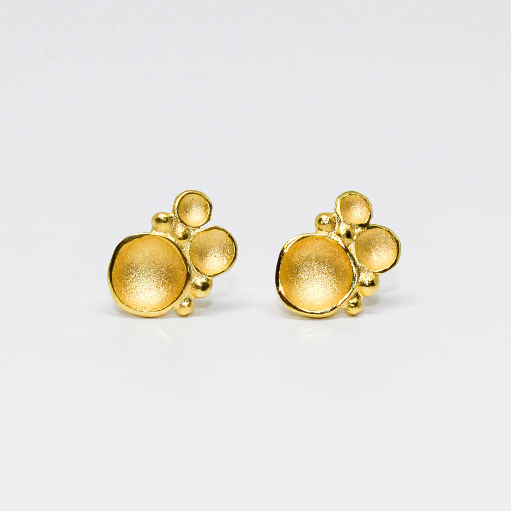 Tiny Sea Foam Earrings - 18K Gold Vermeil, Post
