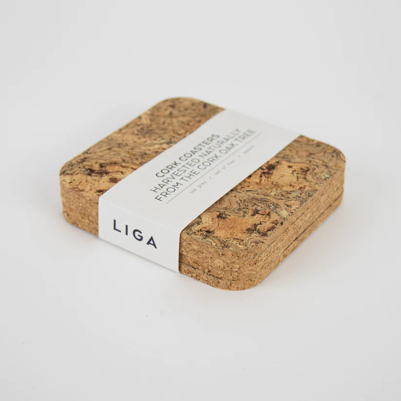 Natural Cork Square Coasters (Set of 4)