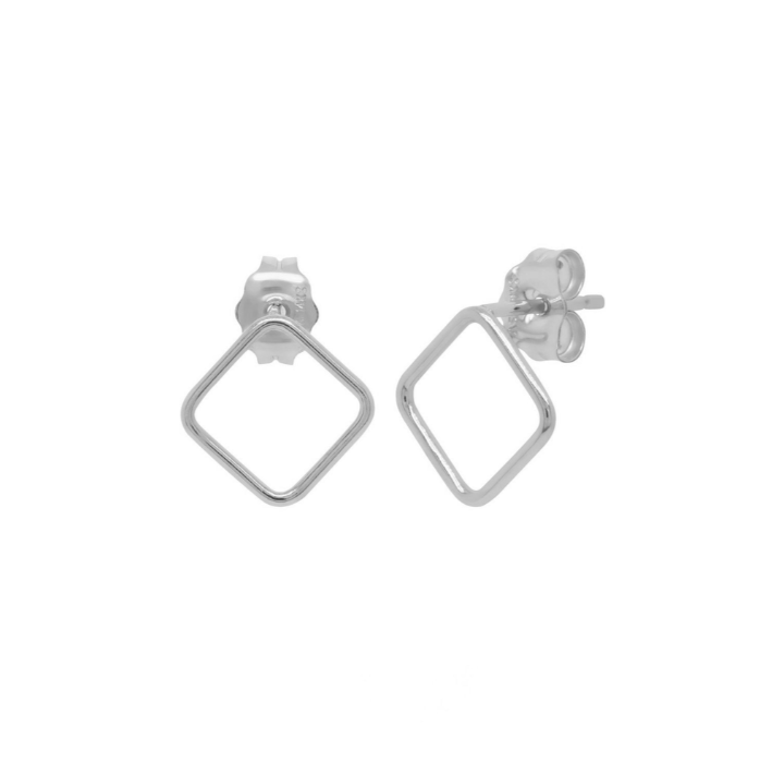 ST433 | Silver Open Square Stud Earrings