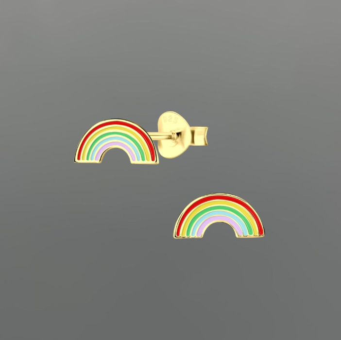 STG300 | Gold Vermeil Rainbow Enamel Stud Earrings