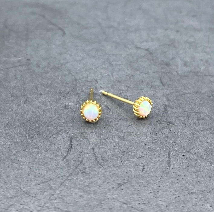 STG376 | Gold Filled Dainty Opal Stud Earrings