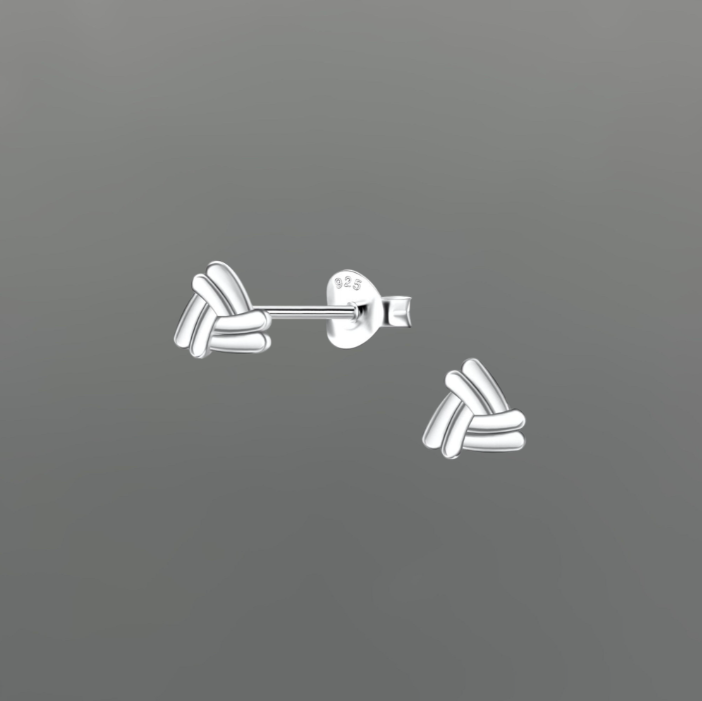 STS559 | Silver Double Line Triangle Stud Earrings