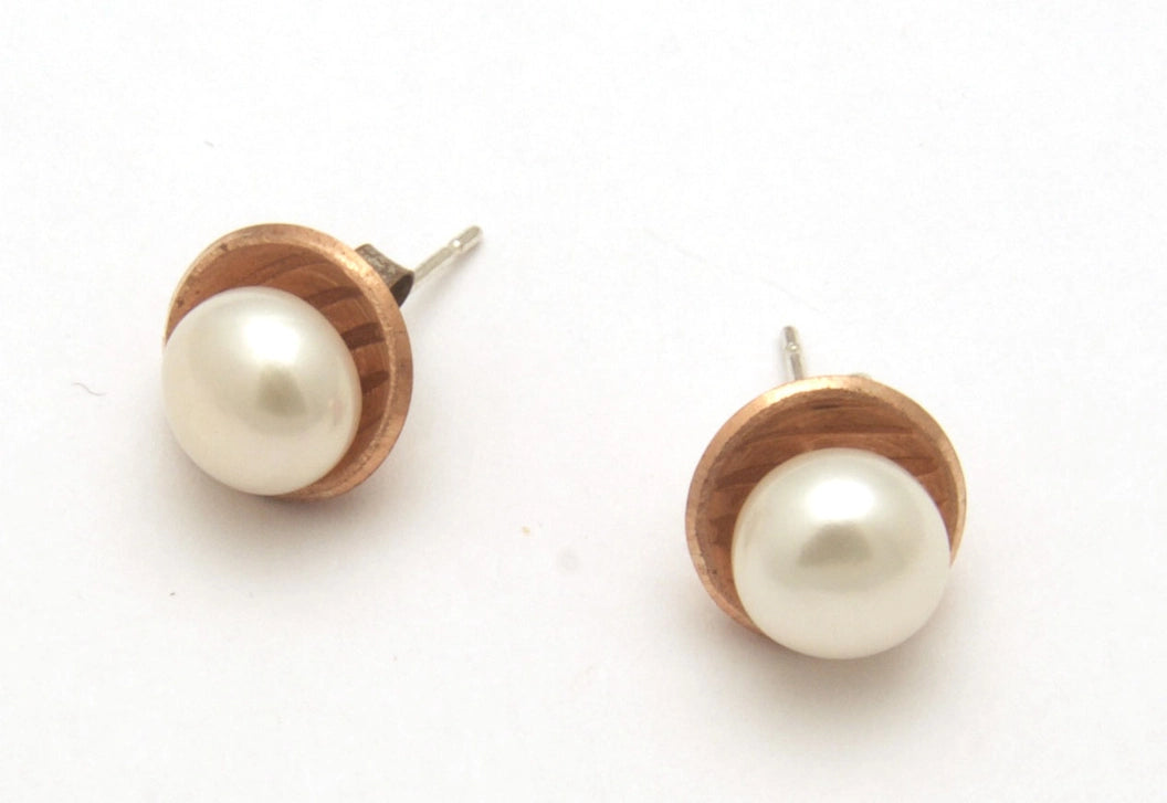 Pearl Stud Earrings (copper)
