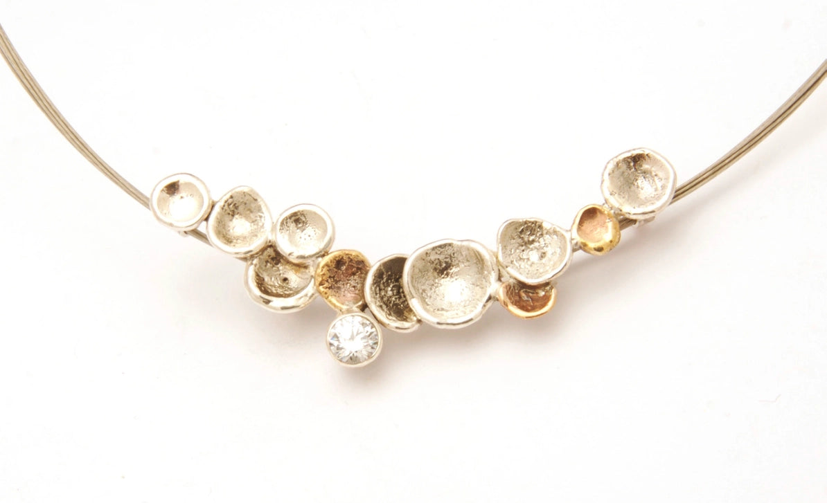 Pebbles on the Beach w/CZ Necklace