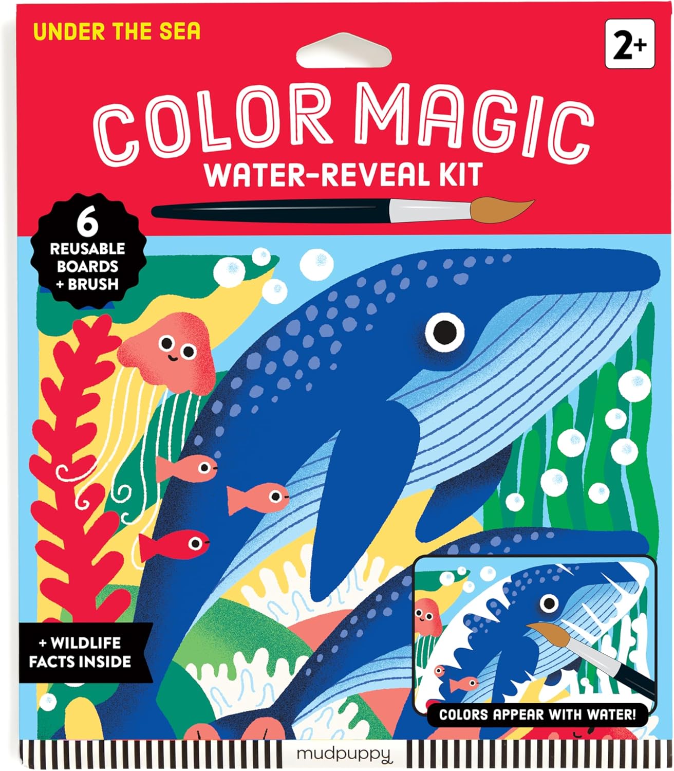 Mudpuppy Under The Sea – Color Magic Water Reveal Kit with Illustrations of Ocean Creatures