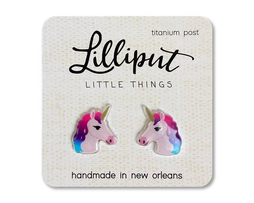 Rainbow Unicorn Earrings - Pink