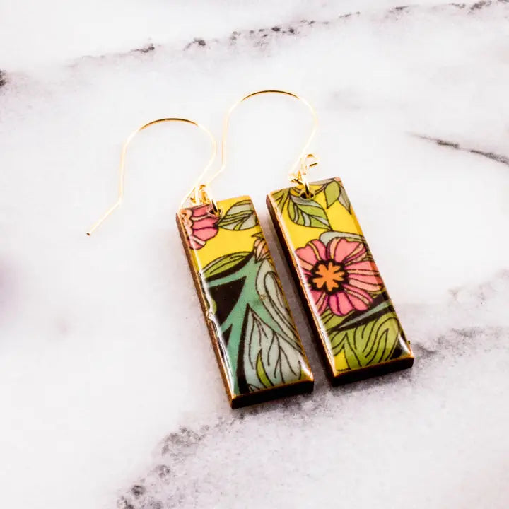 Yellow Nouveau Floral Earrings