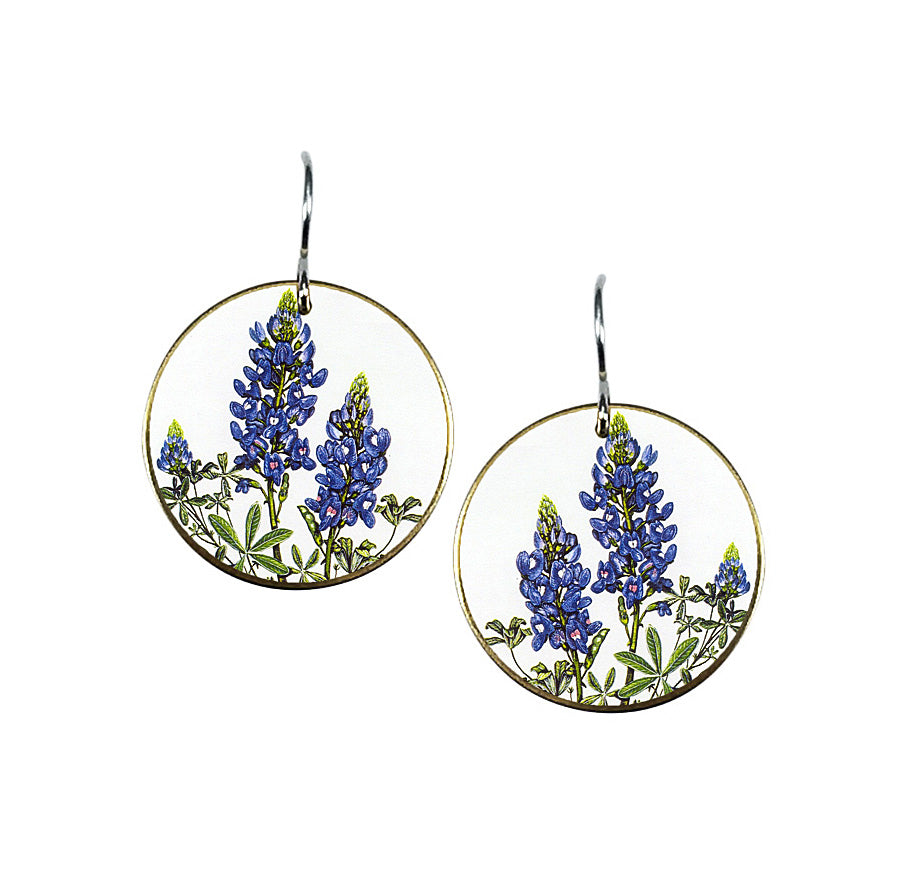 Blue Bonnet Disc Earrings