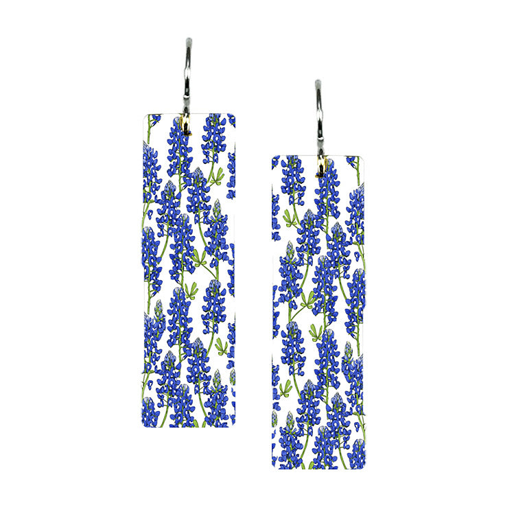 Blue Bonnet Long Rectangle Earrings
