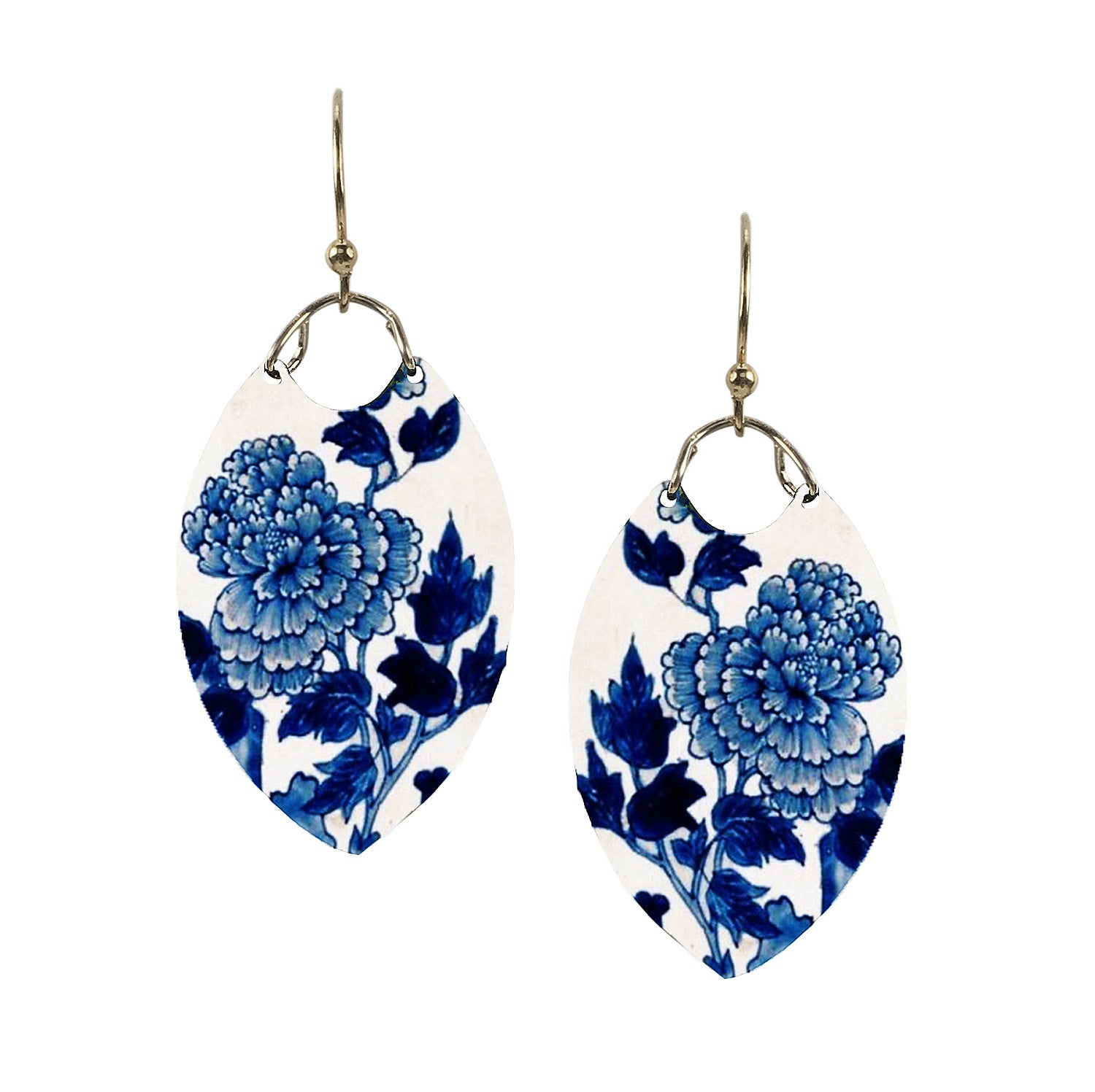 Blue Mum Tapered Oval Earrings