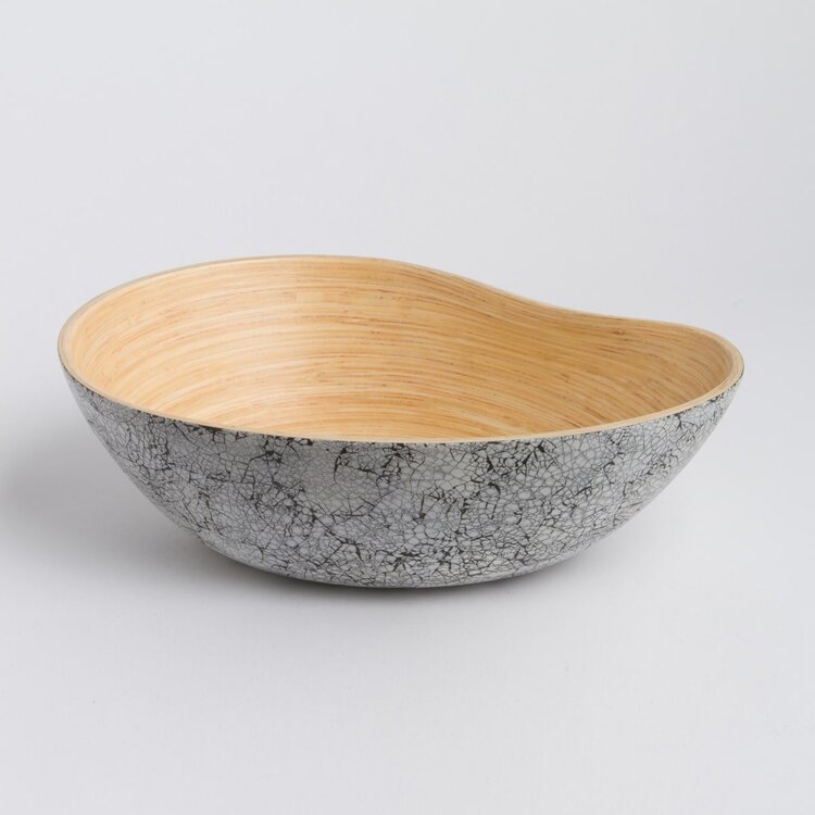 Large Bamboo Mango Serving Bowl - Eggshell