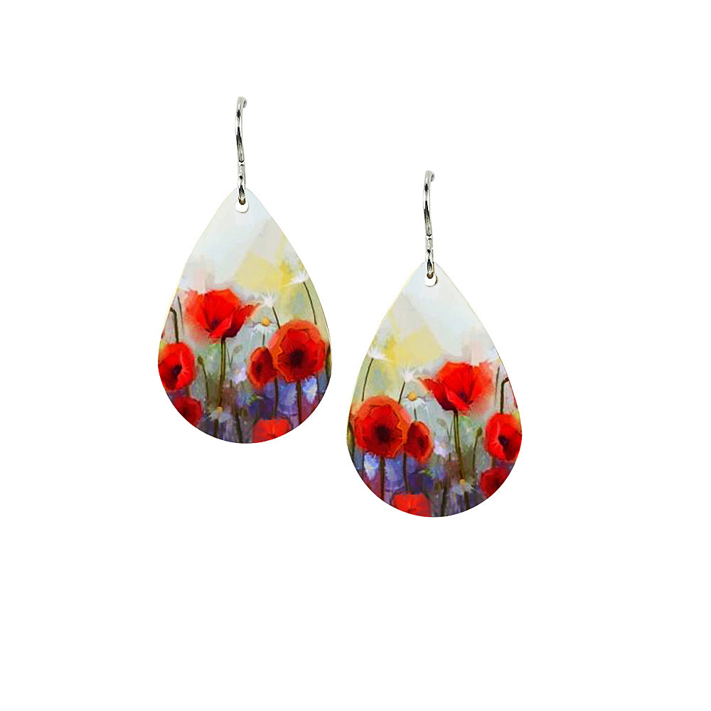 Poppies in the Mist Large Teardrop Earrings