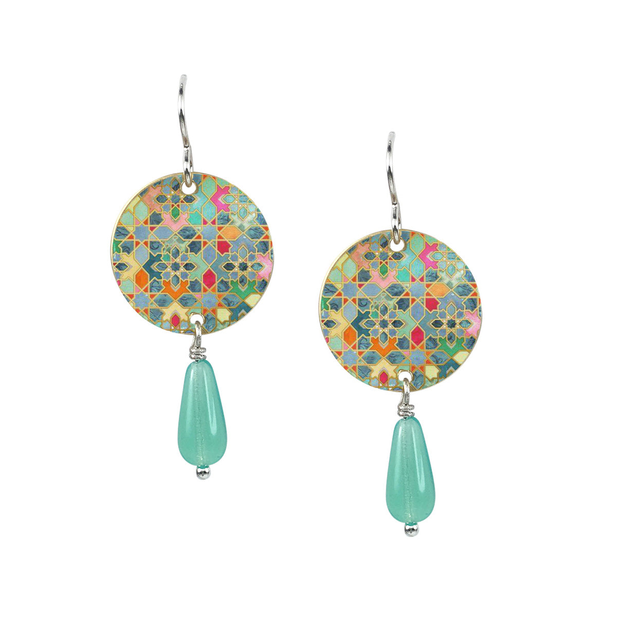 Sea Swept Disc w/Bead Earrings