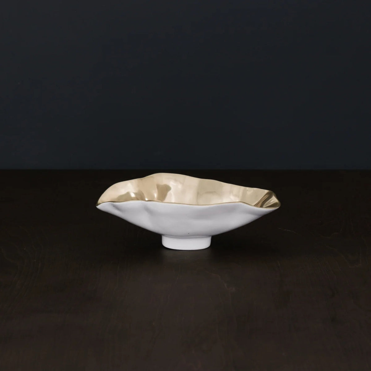 Thanni Maia Small Oval Bowl w/Spoon (White & Gold)