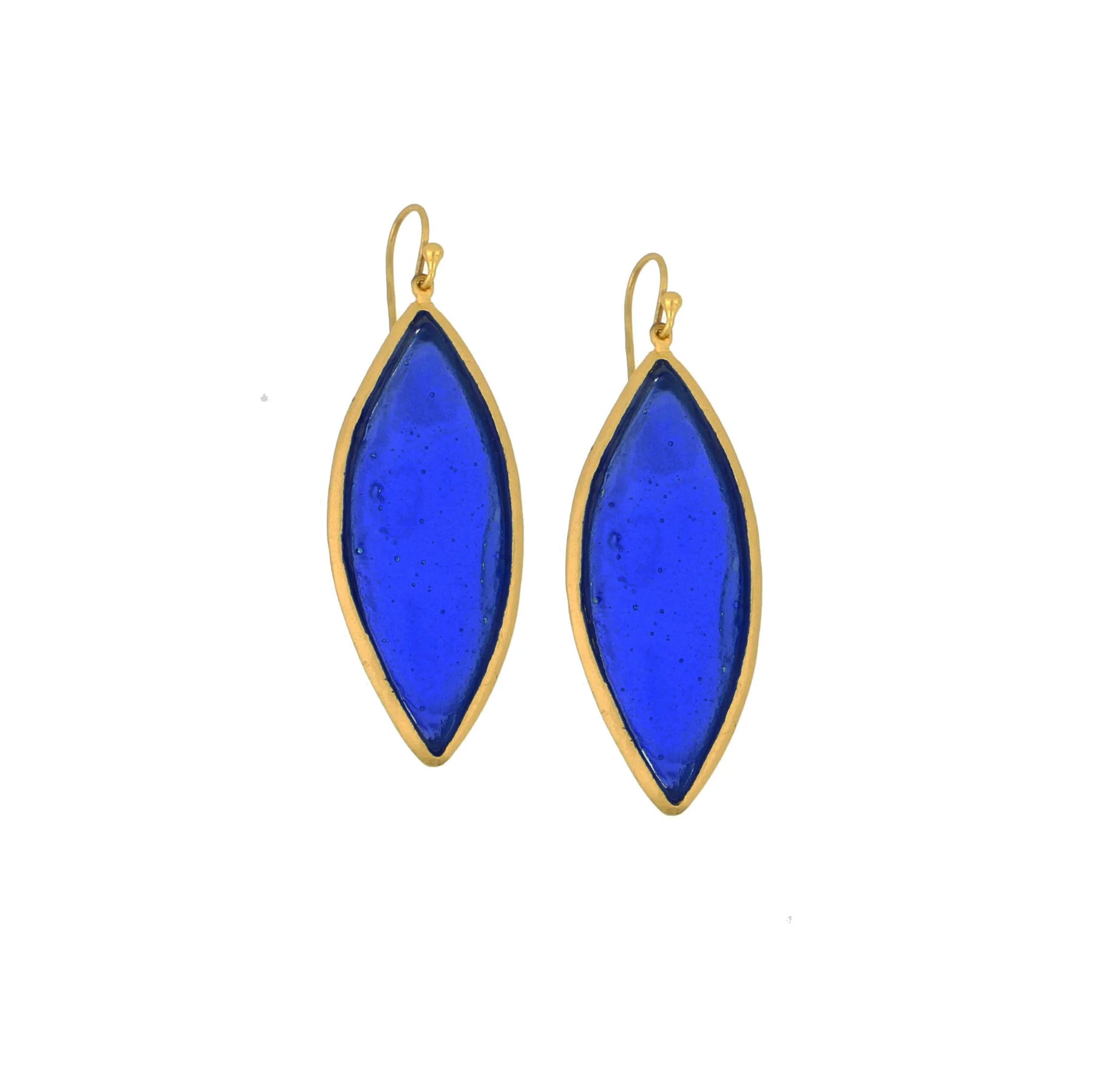 Marquise Large Wire Earrings Cobalt