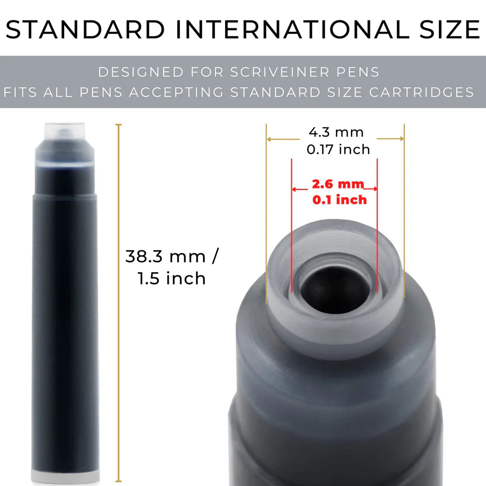 Black Fountain Pen Refill Cartridges (20 pack)