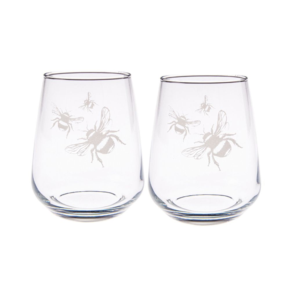 2 Stemless Glasses - Bee